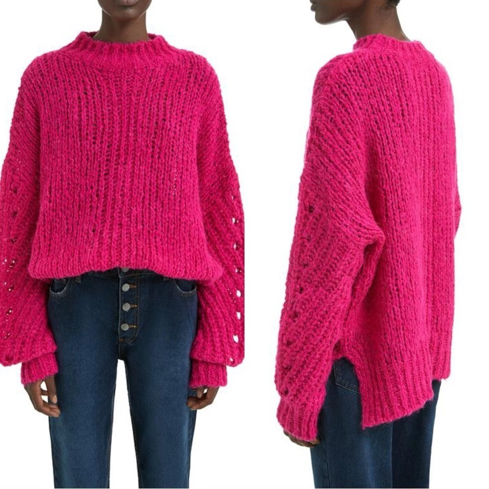 Bimba Y Lola Fucsia Crew Neck Knit Sweater Size Small​​​